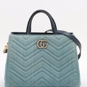 Gucci Teal Chevron Satchel